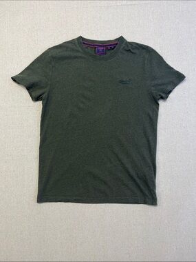Superdry Men’s Green Organic Cotton Logo Crewneck T-Shirt Size Medium